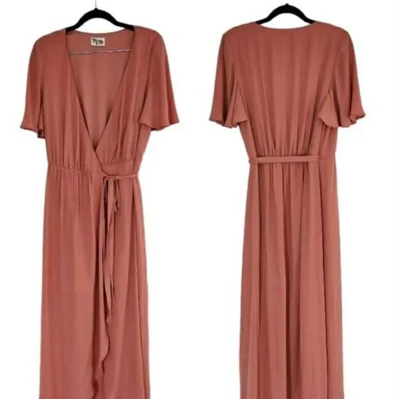 SHOW ME YOUR MUMU 'Sophie' Wrap Dress in Rustic Mauve Small - Picture 2 of 5